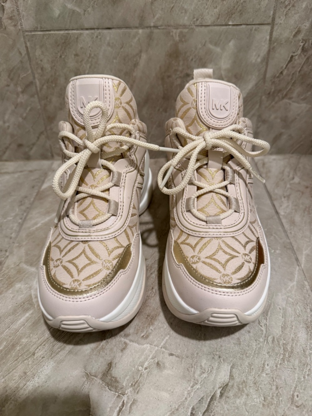 Michael Kors Olympia espadrille in metallic jacquard with logo - Picture 2 of 7